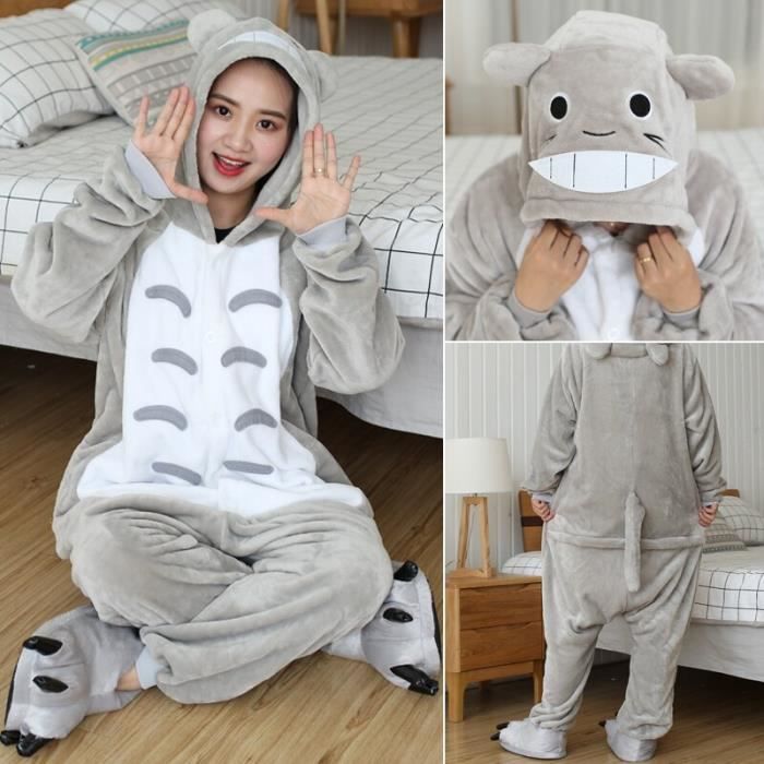 GTT148 Totoro pyjama en flanelle pour femme et enfant, combinaison