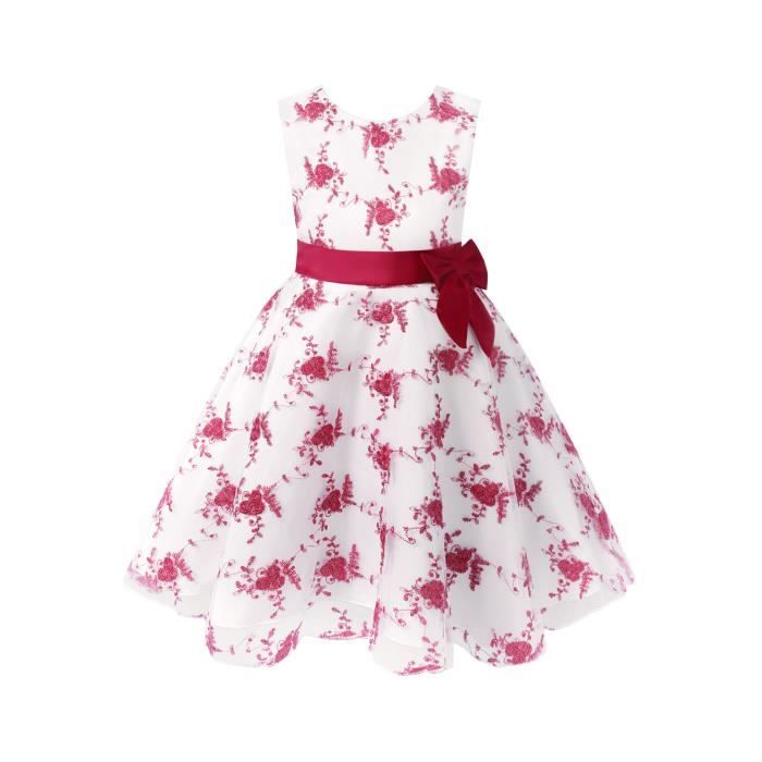 IEFIEL Robe Baptême Bébé Fille Fleur Robe Cérémonie Soirée Noeuds Papillon  Chic Robe Mariage Anniversaire Pageant 2-10 Ans Burgundy - Cdiscount Prêt-à- Porter