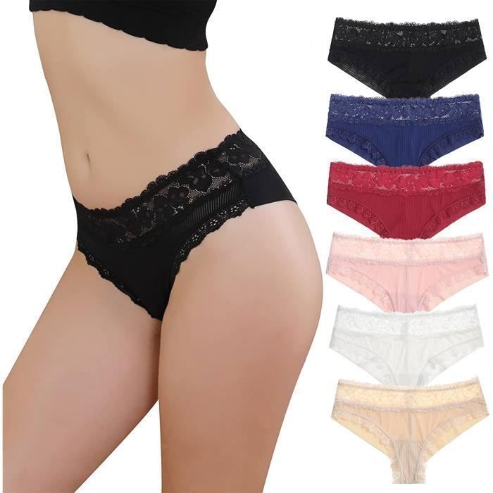 BIGOOD Lot De 2 Culotte Chic Femme Slip Sans Couture Couleur Uni Sous-vêtement String Tanga