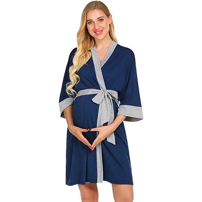 Nouveau O Chemise de nuit pour l accouchement la maternite l allaitement l automne Bleu Cdiscount Pret a Porter