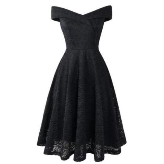 Chic Robe Classique Femme soiree Cocktail Sur l epaule Asymetrique sans Manches en Dentelle Mariage Bridesmaid noir MR Noir Cdiscount Pret a Porter