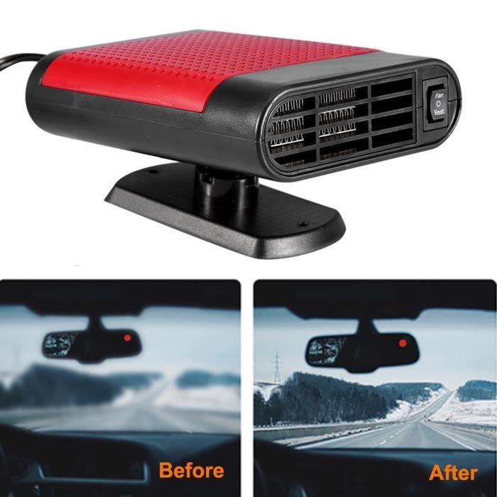 Chauffage Voiture Portable 12V 2 En 1 - Désembuage 360°, Ventilateur - Branchement Allume-cigare - Pour Hiver Et été - 3