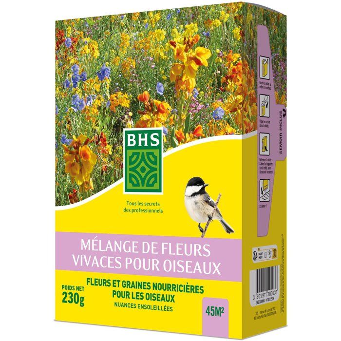 Mélange de fleurs vivaces pour oiseaux - BHS - 230 g - 18 variétés vivaces