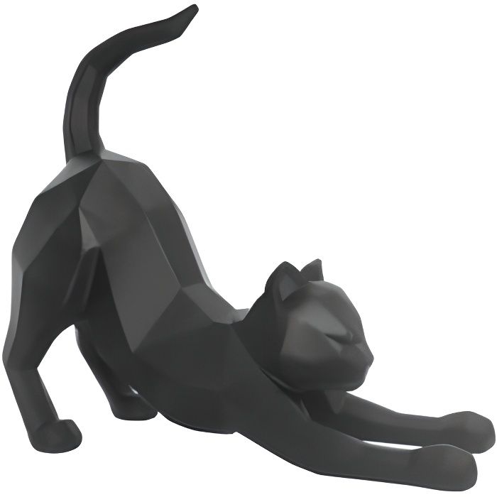 Statue chat Stretching noir ORIGAMI