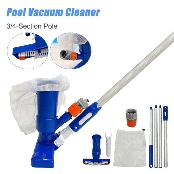 Aspirateur de piscine - QINGQUE - avec tige à 4 sections - pour nettoyage de spa piscine fontaine - EU