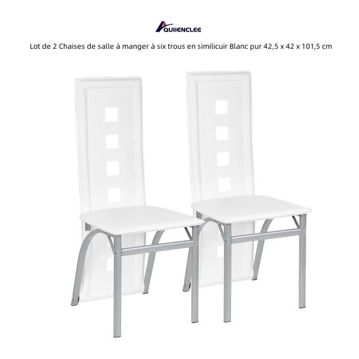 Chaises à manger cantilever lot de 6 blanc similicuir