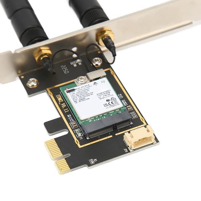 Shipenophy Carte PCIE WiFi 6E Carte WiFi 6E PCIE AX210NGW avec 2 antennes 5374Mbps 2.4GHz 5GHz