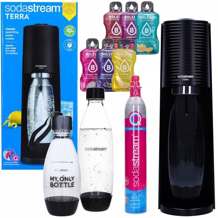 SODASTREAM TERRA BLACK CARBONATED WATER SATURATOR SET (2x bouteille, 1x