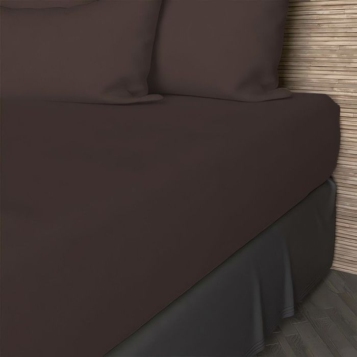 Drap housse en coton 57 fils 90x190 cm UNI brun par Soleil docre