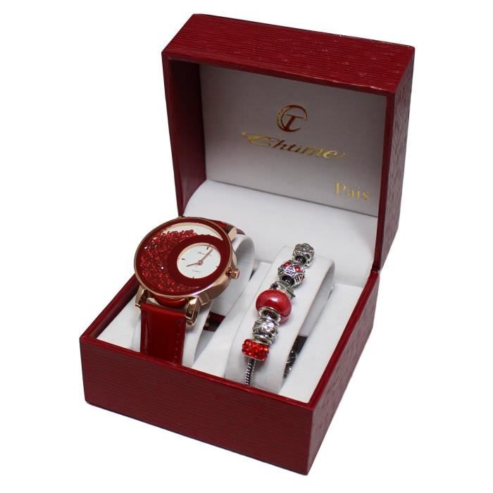 montre femme cristal strass Rouge bracelet charms collection dolce vita