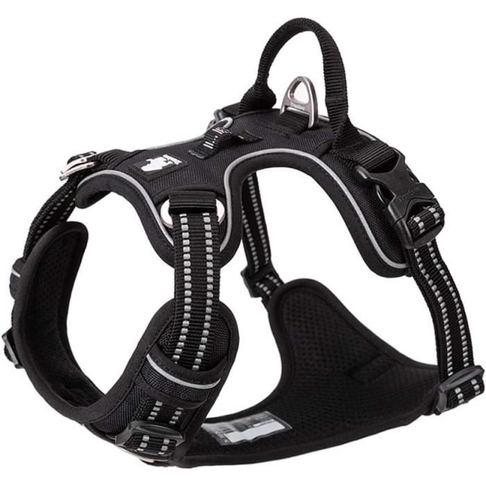 Meilleurs prix pour Harnais pour Chien No Pull Nylon Souple Réfléchissant Réglable pour Petit Grand Animal Domestique TLH56512(S, Noir)474