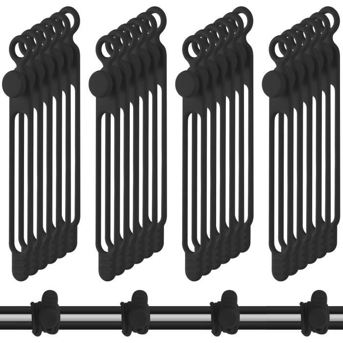 10 Attaches Auto-agrippantes Bie-Tec 20 Cm X 20 Mm Noir – Réutilisables Avec Oeillet Métallique