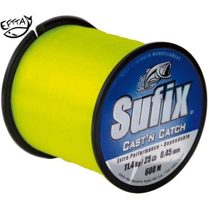 Fil De Pêche Sufix Nylon Advance G2 Yellow - 150 Mètres - Diamètre 0.16mm, Résistance 2.9kg - Couleur Jaune Haute Visibilité