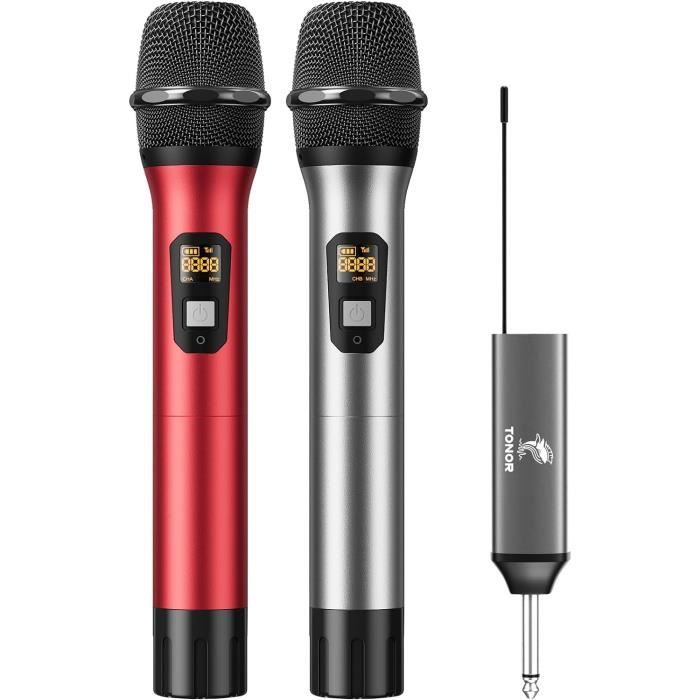 Microphone Sans Fil Double Main VHF - Système Karaoké Avec Récepteur Rechargeable, Portée 50 M