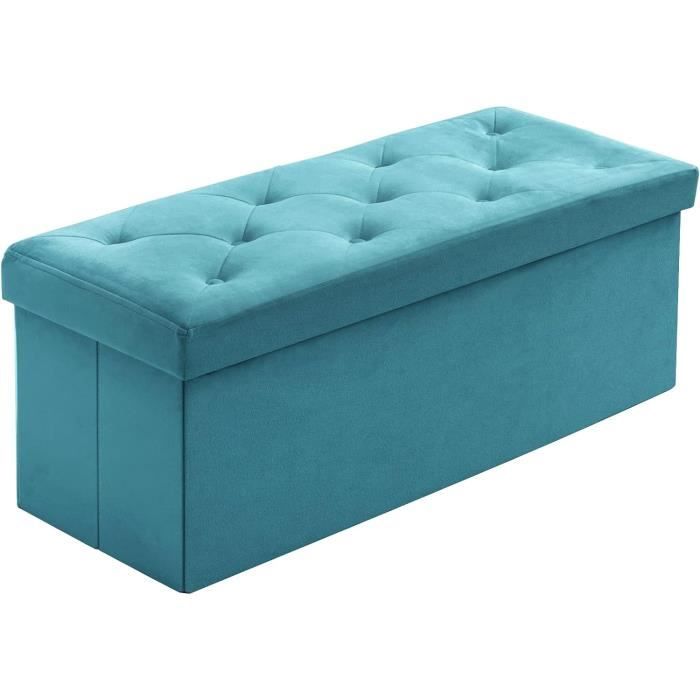 BRIAN & DANY Banc de rangement pliable en velours - Grande boîte