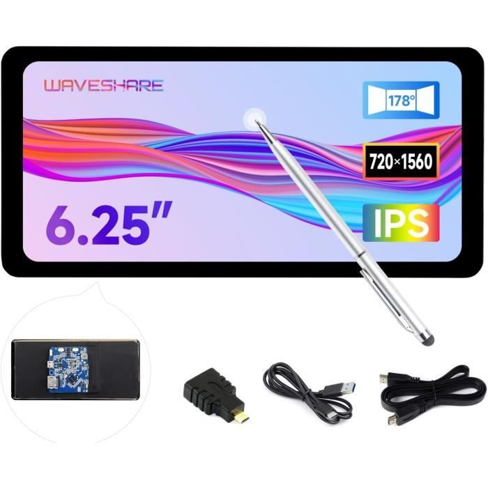 Display Raspberry Pi 6.25 Pollici WaveShare 6.25inch Capacitive Touch Display 720x1560 IPS Panel HDMI O Bonding Toughened Glass Panel 5 Point Touch Round Screen