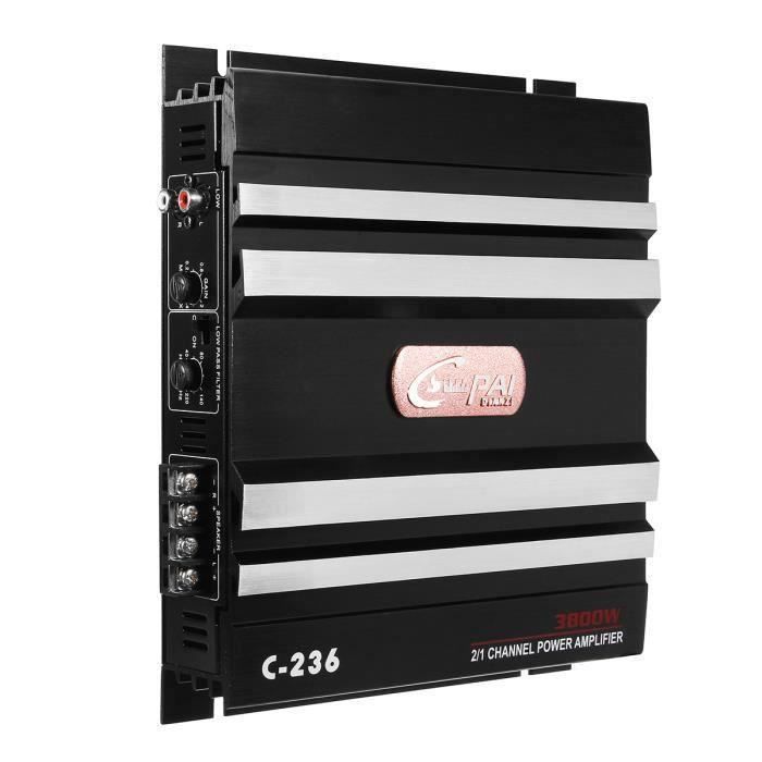 Amplificateur Audio Voiture Jandra C-236 – 2 Canaux Puissant Jusqu'à 3800W Max – Idéal Pour Caisson De Basses