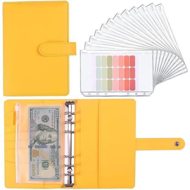 Classeur Budget A6 YIKAOMAI - Organisateur Argent Cash Enveloppes, Planificateur Épargne & Dépenses Avec 12 Enveloppes Zippées
