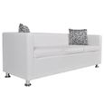 Superbe Luxueux :78760: Canapé droit fixe 3 places Moderne Sofa de salon Canapé de relaxation Cuir synthétique - Blanc-1
