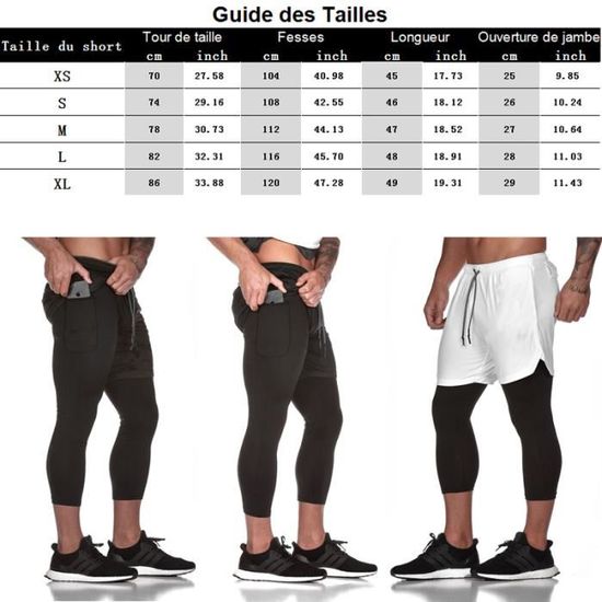 Pantalon D'entraînement 2 En 1 Garçon - Short Intégré - Matière Respirante Séchage Rapide - Taille Adolescent