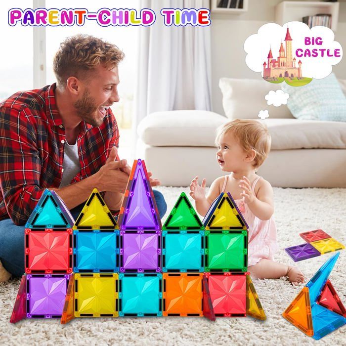 Blocs Magnétiques 100 Pièces 2 Cm - Jeu De Construction Enfant 3 Ans+ - 38 Couleurs, Aimants Puissants - Jouet éducatif Montessori - 3