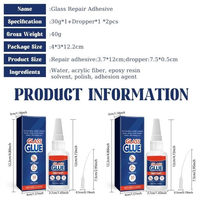 Transparent Colle Verre,Colle Plastique Extra Forte,Super Glue Colle ...