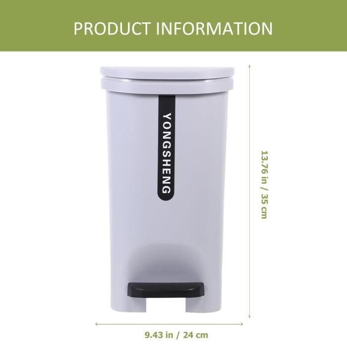 Poubelle à Pédale DEARMAMY 10L - Plastique Kaki Pour Salle De Bain