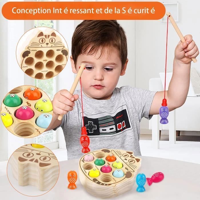 LinStyle Jeu De Pêche Magnétique En Bois Dinosaure – 14 Pièces Montessori – Jouet Éducatif Enfant 2 3 4 5 Ans