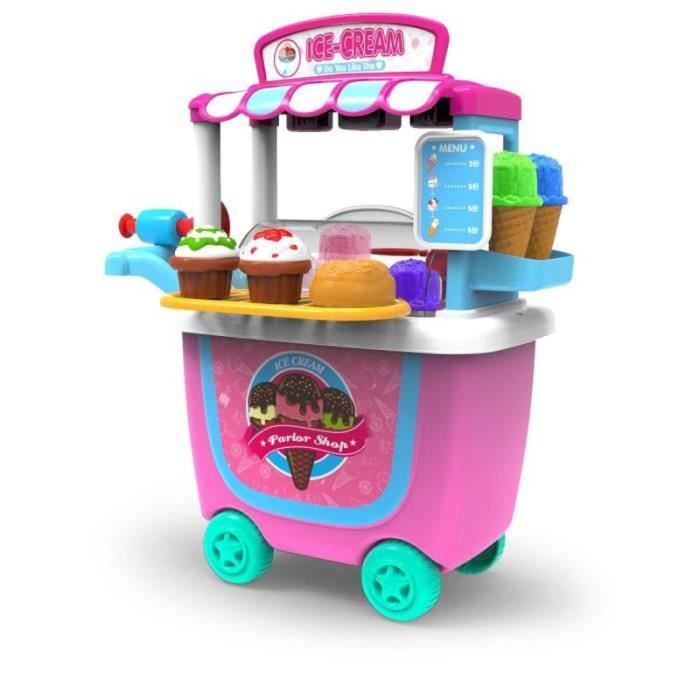 COSTWAY Chariot à Glace, Marchande Crème Glacée avec 6 Glaces, Chariot à Roulettes 79,5x29,5x100 CM b pour Enfants 3 Ans+ Rouge - Jeux - Jouets