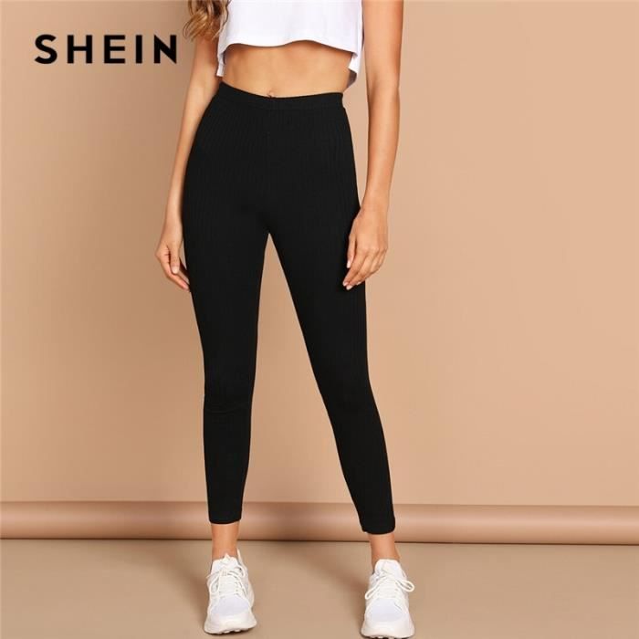 PANTALON SHEIN taille haute c tes tricot solide Leggings