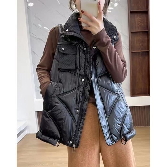 DAIHAN Doudoune Gilet Sans Manches Femme Hiver Ultra Léger - Duvet Matelassé Élégant