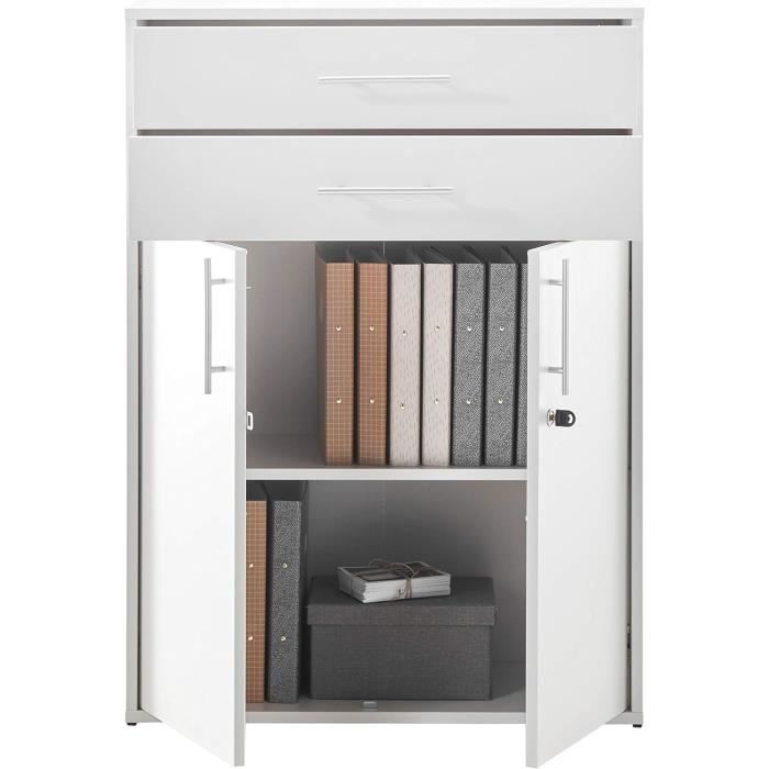 Classeur Mobile Armoire à Dossiers 28x41x69 Cm - 6 Tiroirs - Métal - Blanc - Meuble De Classement Bureau