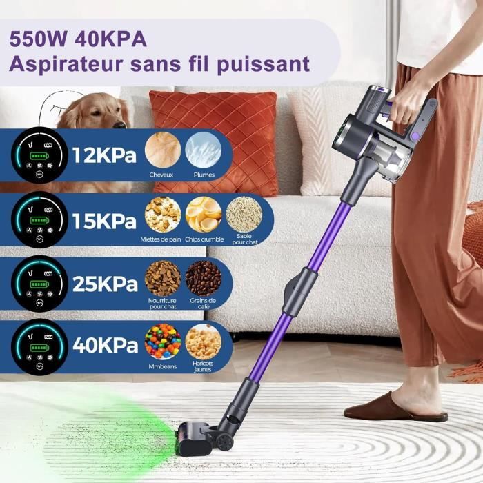 Aspirateur Balai Sans Fil 6 En 1 - 45 Min Autonomie, 1.2L, Puissant Pour Poils D'animaux Et Sols Durs - 5