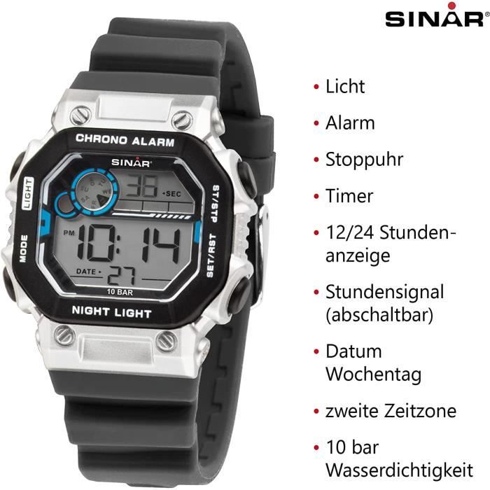 SINAR XE-55-19 Montre pour Achat/vente numerique retro - look au montre Cdiscount Noir/argente bar , - adolescent 10