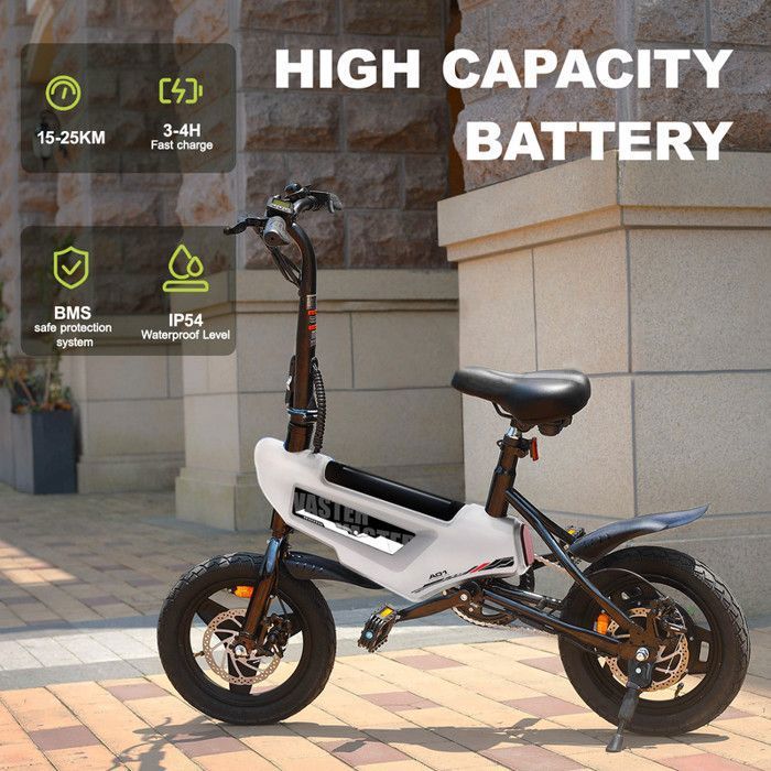 Vélo Électrique Pliant 14 Pouces - 250W, Autonomie 15km, 7 Vitesses