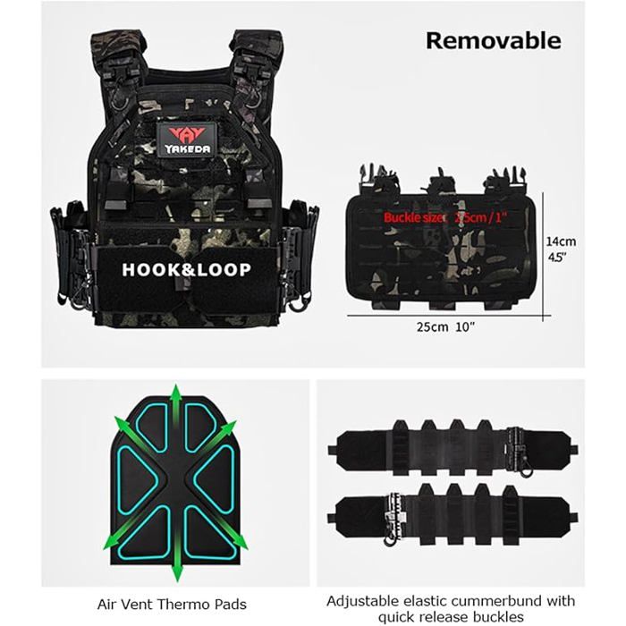 Gilet Tactique Militaire Goetland 600D - Ultra-léger, Réglable S-XXL - Pour Airsoft, CS, Cosplay