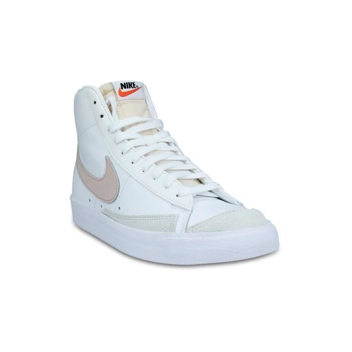 Basket Femme Nike Blazer Mid 77 Blanc Cz1055 118 Cuir Lacets Plat