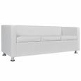 Superbe Luxueux :78760: Canapé droit fixe 3 places Moderne Sofa de salon Canapé de relaxation Cuir synthétique - Blanc-3