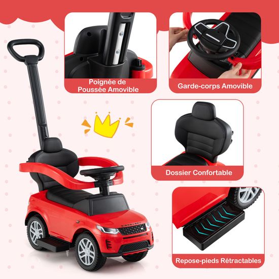 LIFEZEAL Porteur Enfant, Voiture à Pousser 3 en 1 avec Toit Réglable LIFEZEAL Porteur Enfant, Voiture à Pousser 3 en 1 avec Toit Réglable