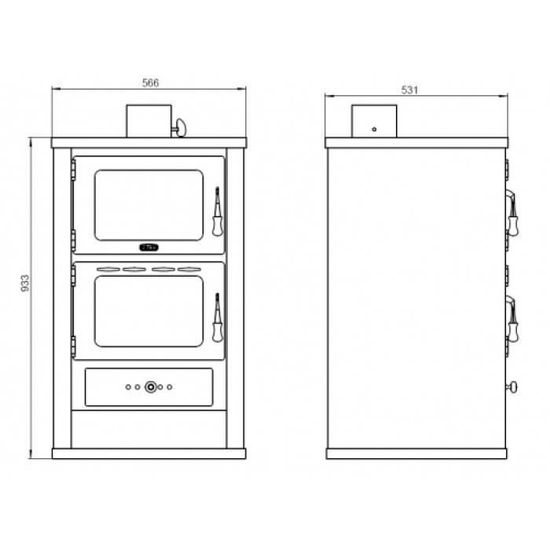 Poêle à Bois PRITY FGR D – 14,5 KW Avec Four – Chauffage Central ? Acier Noir (Neuf 2024)