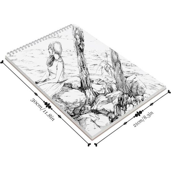Lot De 2 Cahiers Dessin A4 CODIRATO - Papier Kraft 30 Feuilles - Spirale 360° - Croquis Esquisse Illustration