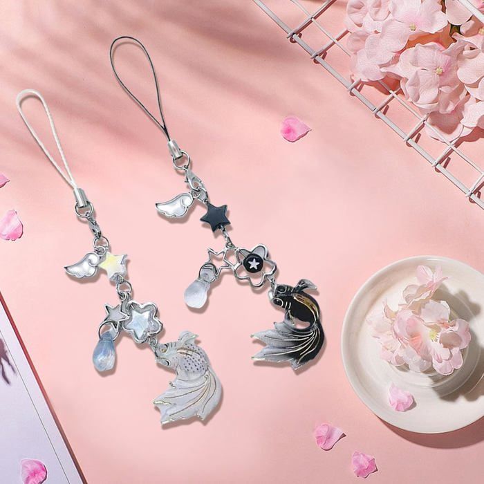 Y2K Lot De 4 Pendentifs Pour Téléphone Portable,Chaîne Courte