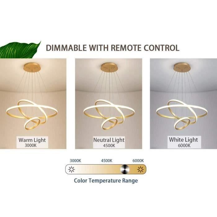 Suspension à LED - Moderne - Dimmable Lustres pour Salon Salle Manger - Or  (Ø.20+40+60 cm) - Cdiscount Maison