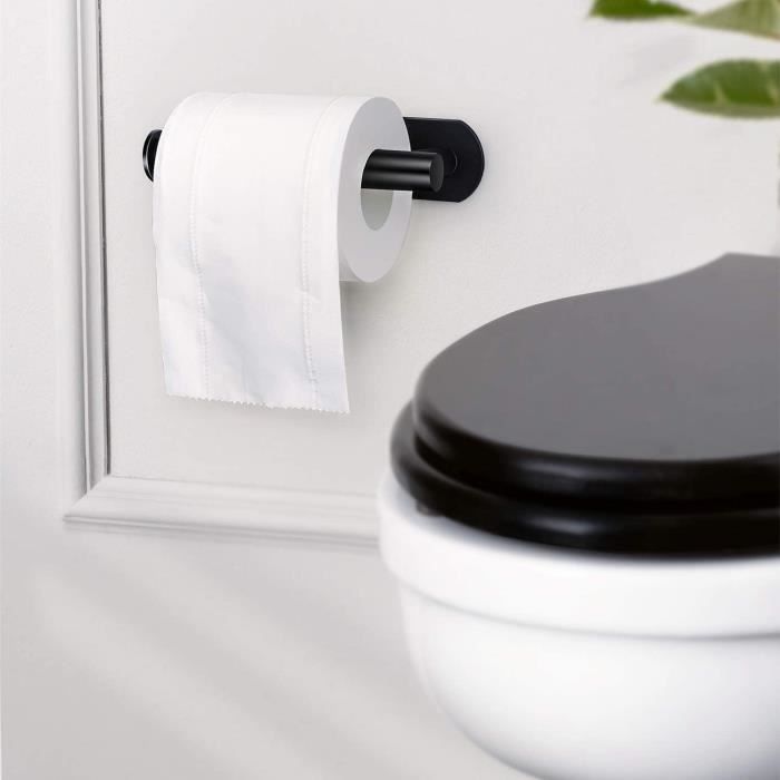Porte papier toilette,support papier wc mural en aluminium avec 2 crochets  adhésifs pour cuisine et salle de bain noir - Cdiscount Bricolage
