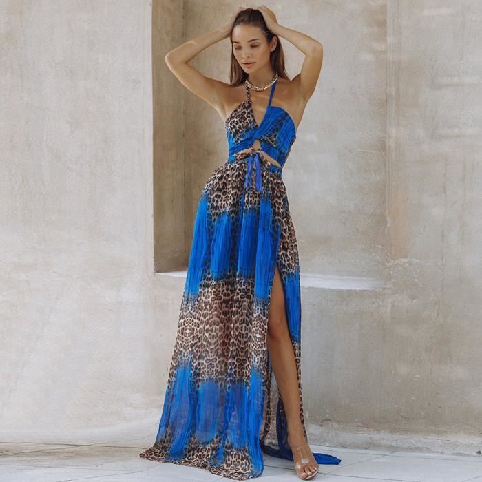 Obe Longue Femme t Amples Col en V Robe Bretelles pour la