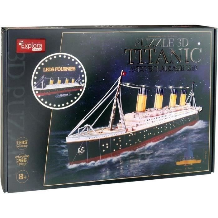 Puzzle 3D Titanic avec LED pour Adultes - Idée Cadeau Maquette 266 Pcs