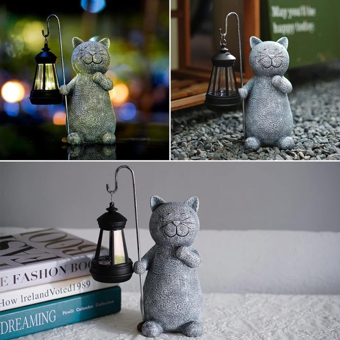 Lampe Solaire De Jardin En Forme De Chat - Lanterne Décorative Extérieure, Automatique, Étanche - Pour Cour, Balcon, Camping