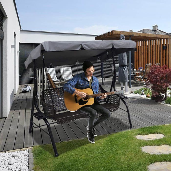 Toit Rechange Balancelle Jardin 3 Places Gris L Toile Imperméable — free download