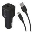 MUVIT FOR CHANGE Pack Chargeur Voiture 12W + Câble USB C - 1.2 m - Noir-0