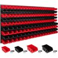 Système de rangement 174 x 78 cm a suspendre 178 boites bacs a bec XS et S noir et rouge boites de rangement-0